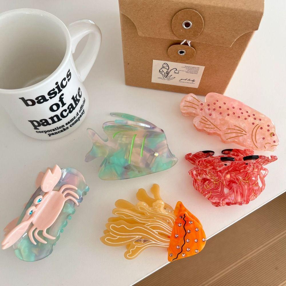 Acetic Acid Crab Fish Hair Claw Korean Style Geometry Shark Clip Ocean Animal Hair Clip Girls
