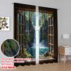 2D flat printing 2pcs Curtain forest 3 Blackout Polyester Spring Party & Holiday Decor Use for Living Room, Outdoor Decor