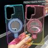 For Samsung Galaxy S25 Ultra Case Glitter PC+TPU Clear Mirror Kickstand Phone Cover with Compatible with MagSafe