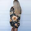 Women's Fashion Casual Retro Floral Print Mid-Length Cardigan Jacket