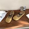 Leather Niche Round Head Cross Elastic Band Flat Ballet Shoes Mary Jane Shoes Women's Summer and Autumn 2025 Single Shoes
