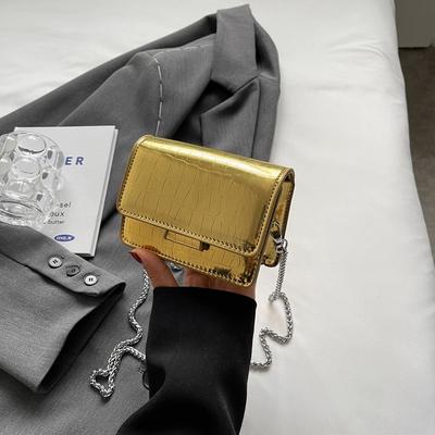 Mini Crossbody Shoulder Bag for Women Fashion PU Crocodile Texture Shoulder Bag with Chain Strap Magnetic for Daily Essentials