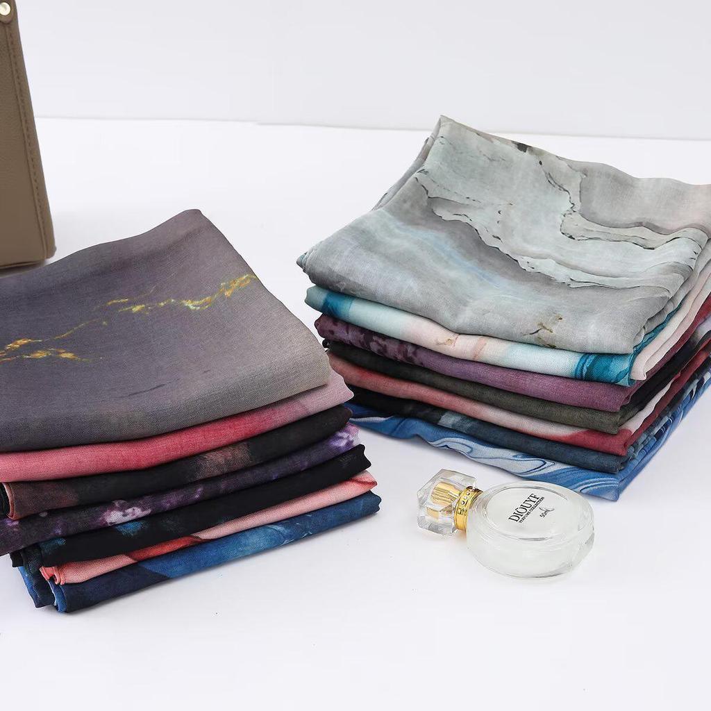 Women's Tie-Dye Watercolor Cotton Linen Scarf - Soft and Stylish Headscarf