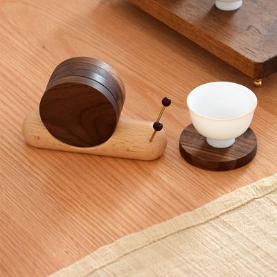 Charming Black Walnut Snail Coaster - Heat-Resistant, Home Decor Tea & Coffee Cup Mat, Relaxing and Pleasant Decorative Item