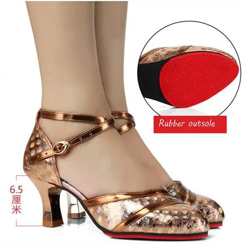 Glitter Closed Toe Dance Shoes Woman Salsa Dance Shoes Ladies Professional Modern Ballroom Samba Tango Salsa Latin Dance Shoes
