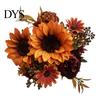 Realistic Silk Flowers for Wedding Centerpieces Sunflower Artificial Flowers, Fake Bouquet Home, Rustic Faux Arrangements Table Decor Fabric