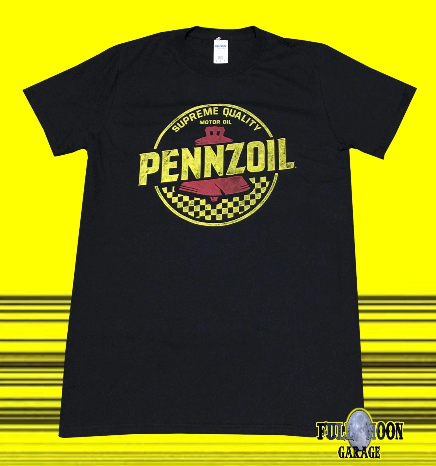New Pennzoil Motor Oil Sign Classic Logo Men s Vintage Throwback T-Shirt 4XL