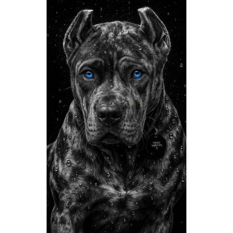 2D Flat Printing Latest Creative Majestic Big Dog Diamond Painting Kit, Round Drill Diamond Painting Art, DIY Full Drill Canvas, Diamond Art Painting