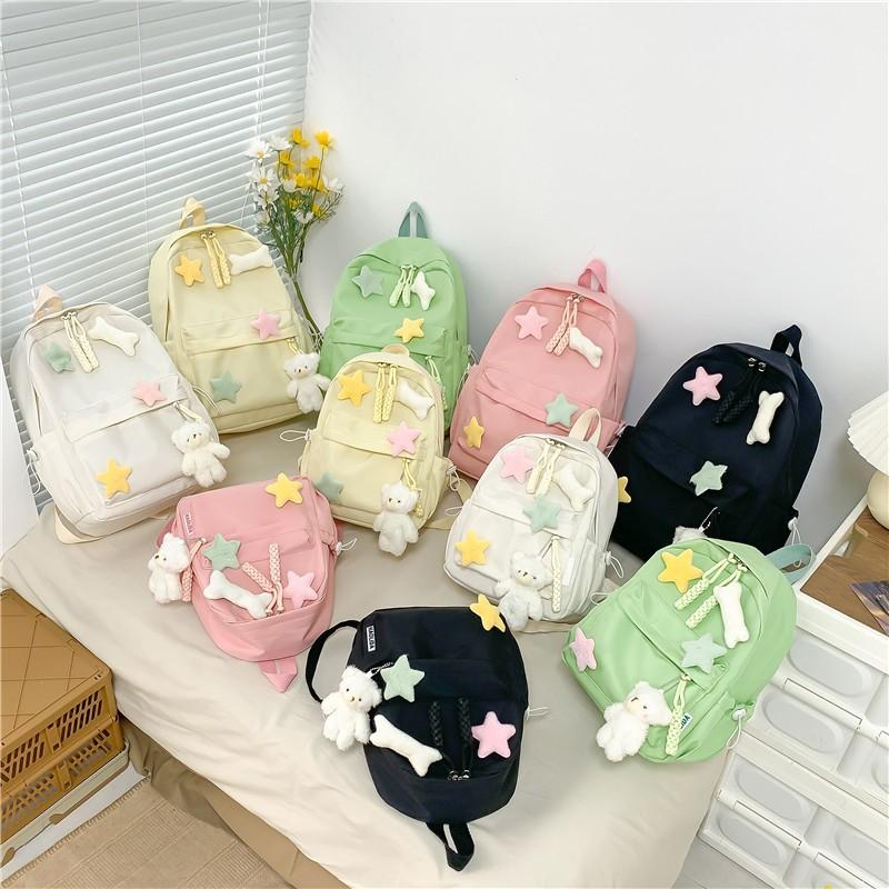 Korean Version of the New Sweet Schoolbag Girl Cute Stars Junior High School Students Go Out Small Backpack Large Capacity High School Backpack