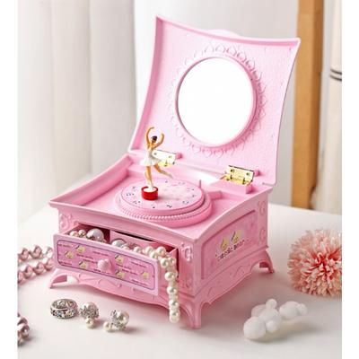 Elegant Classic Rotating Ballerina Music Box - Hand Crank Jewelry Box with Drawer Perfect Christmas Gift for Girls & Music Lover