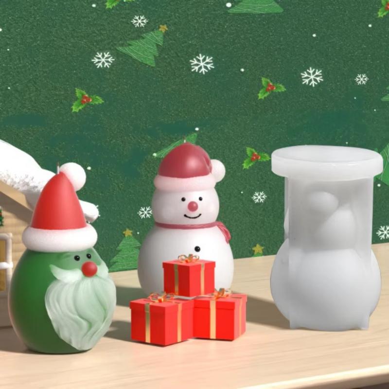 2025 Neu Weihnachten Elch Hut Schneemann Silikon Kerzenform Handgemacht Weihnachten Schneemann Aromatherapie Harzform DIY Party Geschenk