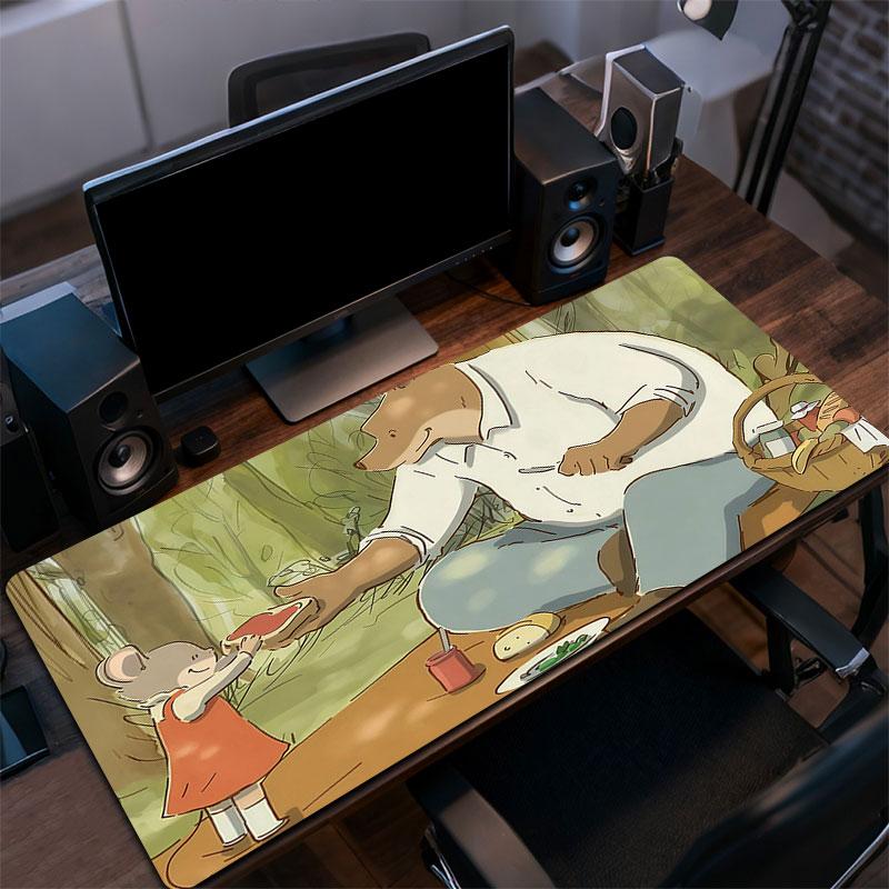 Ernest & Celestine Mouse Pad, Large Gaming Desk Mat, Non-slip XXL Mousepad for Laptop & Tablet, Mini PC Playmat with Stitched Edges