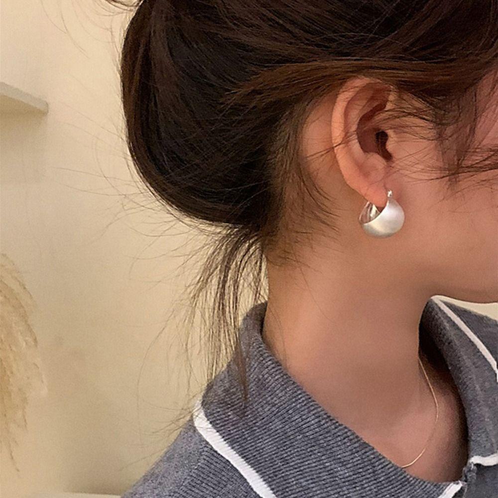 

Gift Niche Design Copper Women Frosted Earrings Korean Style Earrings Ear Buckles Stud Earrings серебряный