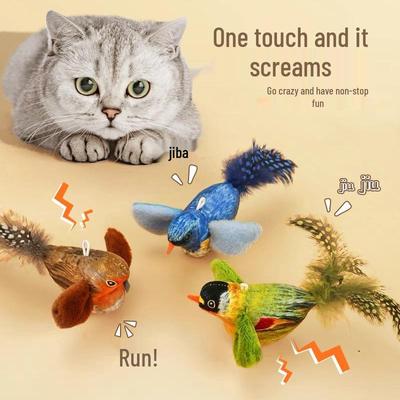 Cat Teaser Stick with Chirping Bird for Kitten Boredom Relief and Scratch Resistance