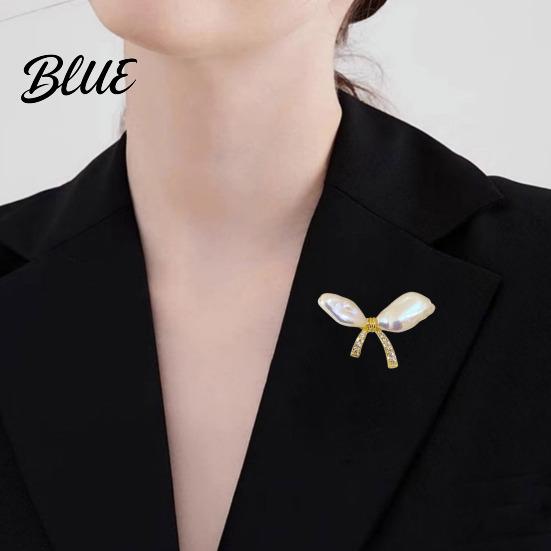 Oxidation Resistant Brooch Women Imitation Pearls Bow Shape Anti-Wear Lapel
