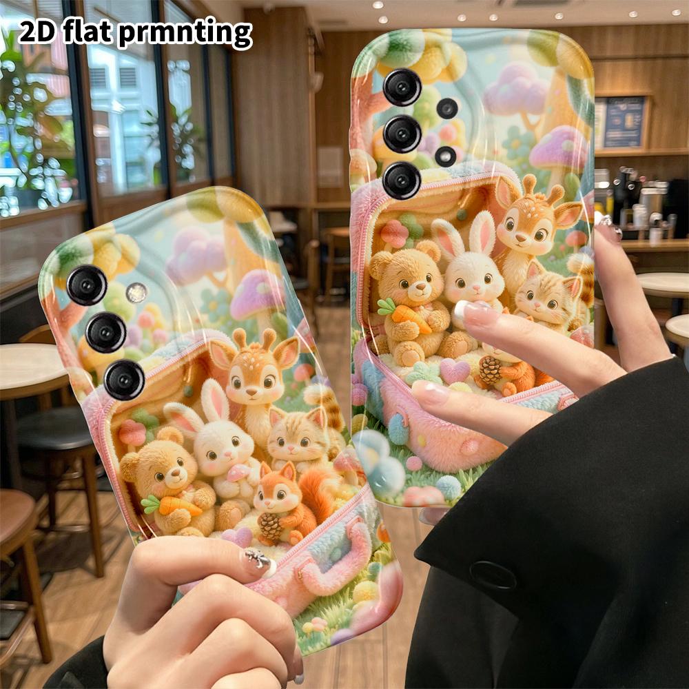 Phone case: 2D flat, suitable for Samsung Galaxy A34 A35 M05 M06 S20 S22 S21 FE Plus 5G, cute animal party, perfect holiday gift for Christmas and Hal