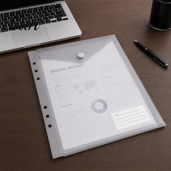 Dustproof Document Holder Clear Poly Envelope Binders Pocket Insert with Hook And Loop Closure, Plastic Project Organizer Documents File Folders Label