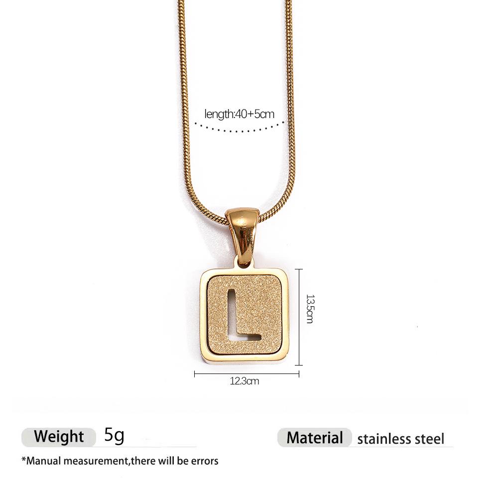 Stainless Steel Electroplated 26-Letter Pendant Necklace with Round Snake Chain