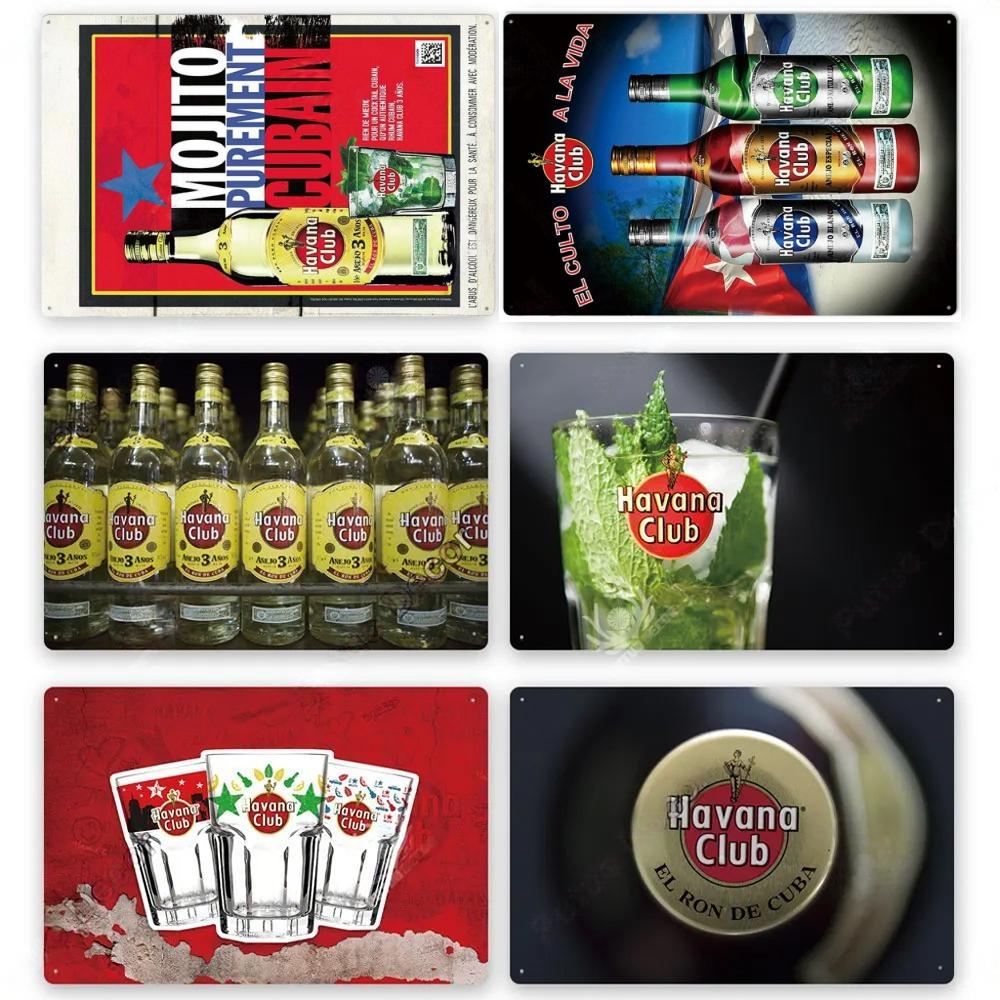 Havana Rum Vintage Tin Signs Metal Posters Decor Retro Plaque Stickers for Pub Club Man