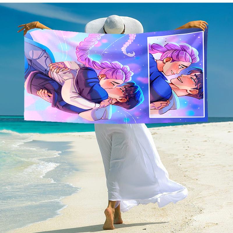 1pc KPop Demon Hunters20 Beach Towel, Comfortable and Thick, and Swimming/Bath/Picnic/Camping Towel, Suitable for Seaside Beaches