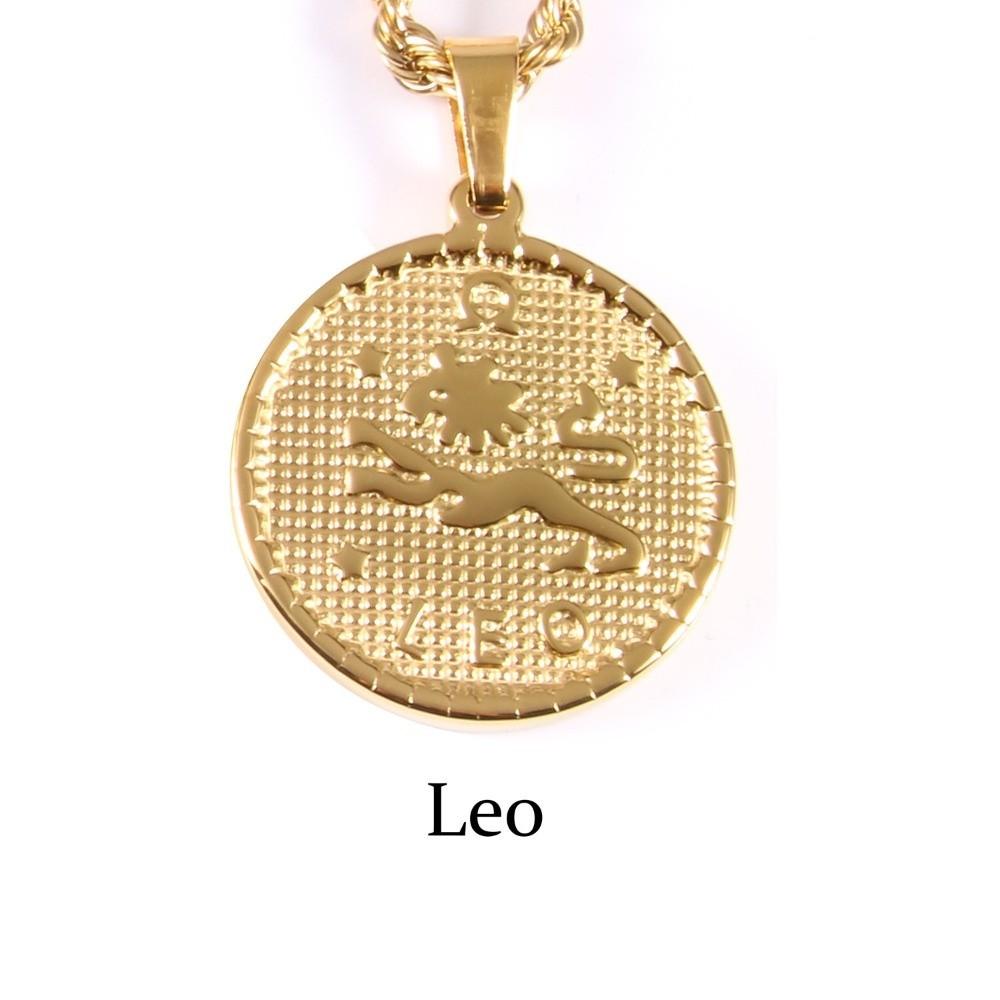 18K Gold Coin Coin Pendant Necklace 12 Constellation Bag Pendant Charms DIY Jewelry Making
