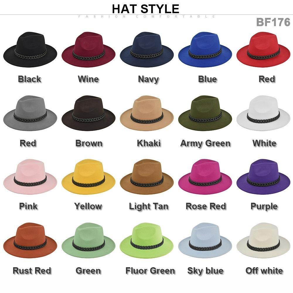 British retro jazz hat easiest for match chain hat women's large brim woolen hat felt hat imitation sheep hat flat brim hat no