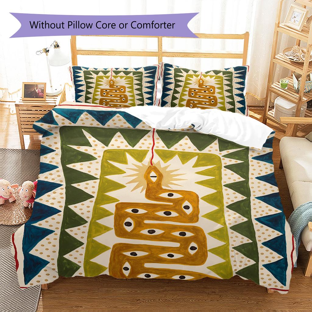 Abstract art Pattern Bedding Quilt Set Quilt Cover Pillowcase Home Decoration Gift (1 * duvet cover + 2 * pillowcase, without core)