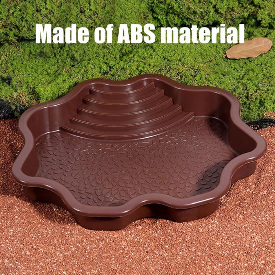 Reptile Bathing Pool Large Tortoise Feeding Dish Water Bowl with Ramp Aquarium Ornament for Lizard Gecko Snake Turtle Bearded Dragon
