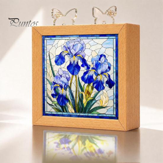 Functional Glowing Home Decor Acrylic Puzzle LED Night Light, 2-In-1 USB Royal Iris Bloom Jigsaw Lamp, DIY Floral Kit Creative Desktop Ambient