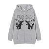 Cross-border new product spot skull wings hooded zipper sweater women's fleece thickened loose sports cardigan sweater women's