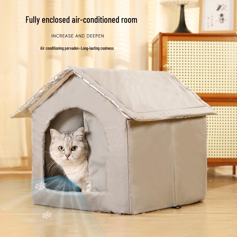Universal Large Pet Cooling Cabin: Fully Enclosed Air-Conditioned Ice Bed for Cats and Dogs