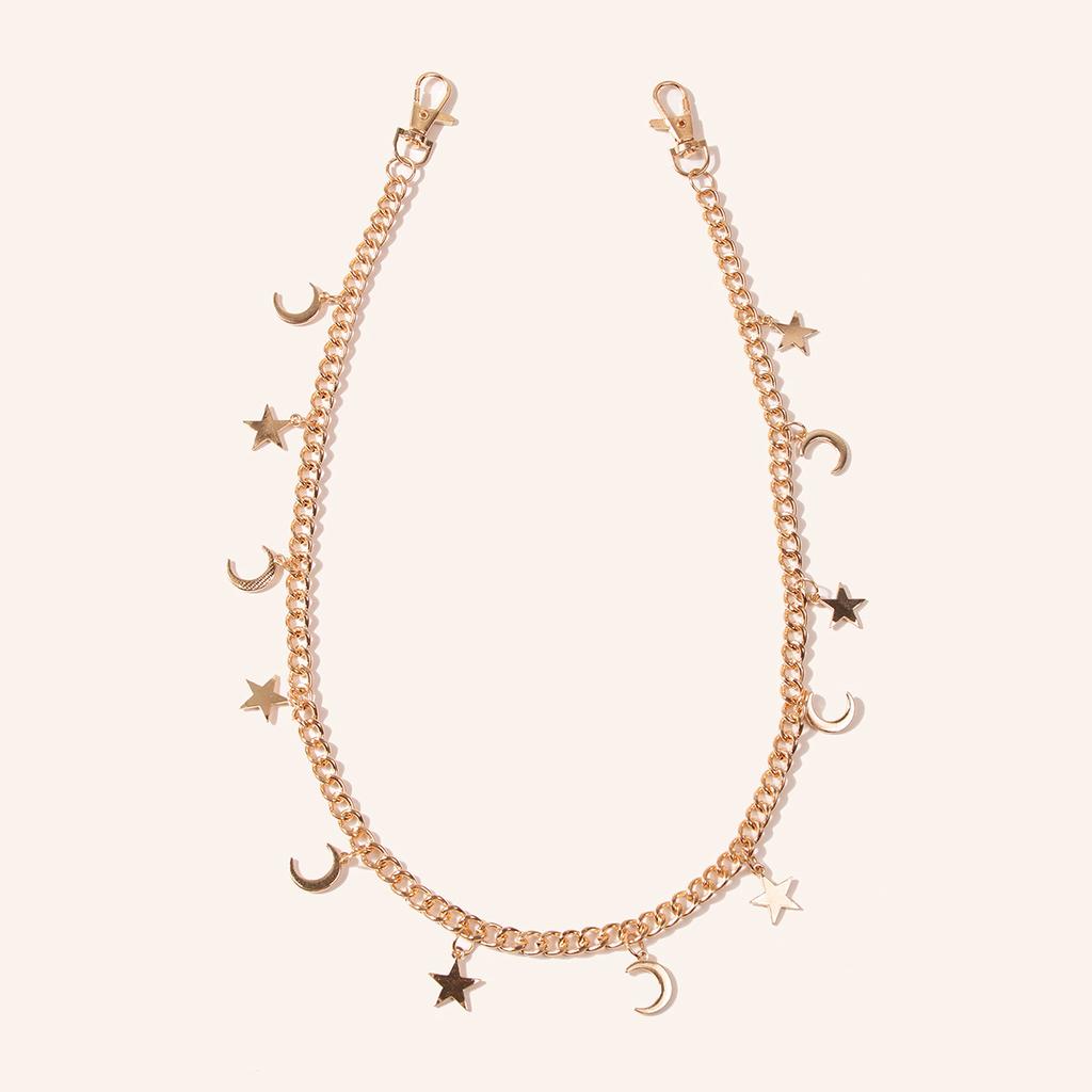 Europäische und amerikanische junge schwarze Fünf Neue fünfzackige Stern Mond Mode Vielseitige Hose Taillenkette