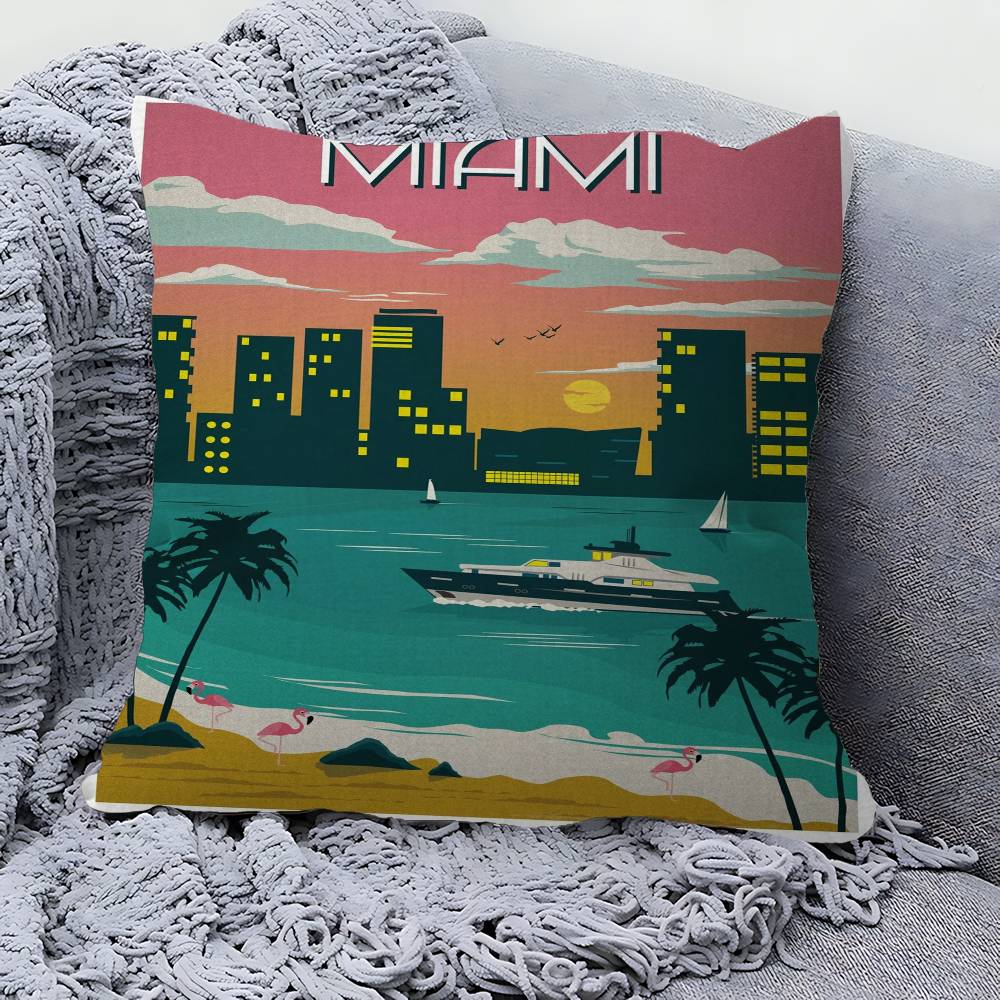 Vintage Travel City National Park Landscape 45*45cm Cushion Cover Pillow Cover Decor Pillowcase Home Pillowcase for Couch Pillow