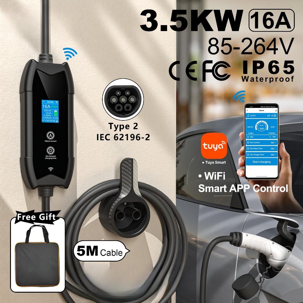 16A 3.5kW Type 2 Electric Car Charging Station 5M Charging Cable Electric Vehicle Car Charger EV Charger