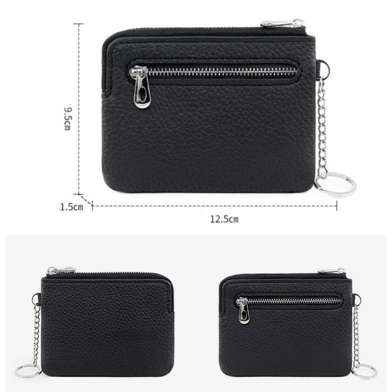 Nowe portfele damskie ze skóry PU, damskie, mini, zapinane na zamek, jednokolorowe, na wiele kart, krótkie portfele na monety, smukłe, małe, portfelowe etui