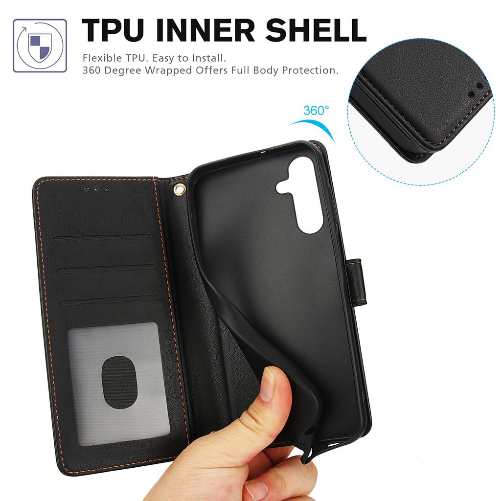 For Samsung Galaxy A57 5G Case PU Leather Stand View Phone Wallet Cover with Hand Strap