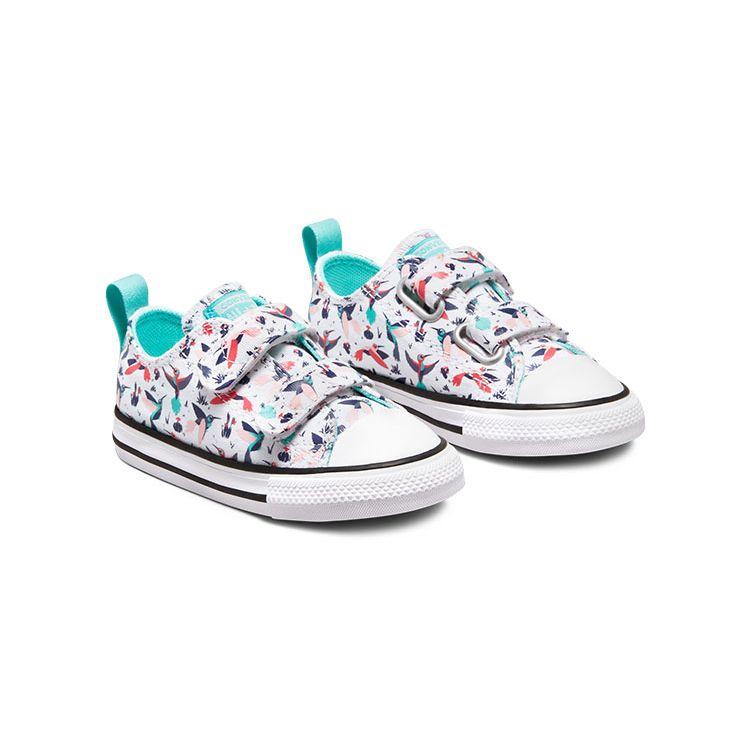 Converse All Star Hummingbird Print Velcro Durable Low Top Walker Shoes Baby Shoes White A01676C