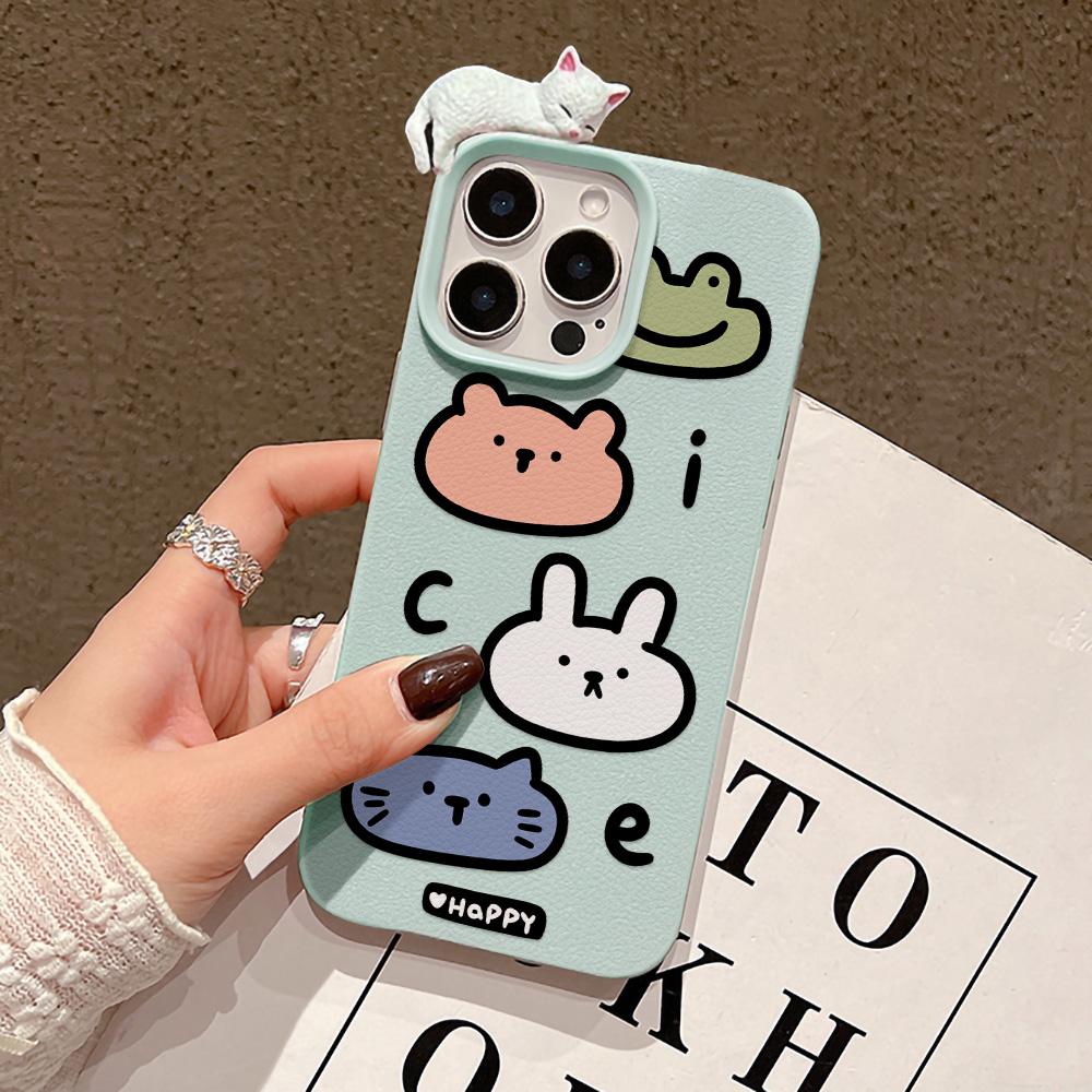 3D Phone Case for iPhone 11 13 17 Pro Max 17 Air Case iPhone 13 15 16 Pro Max 12 14 Pro Max 14 15 Plus Cute 3D Kitten Cartoon Leather