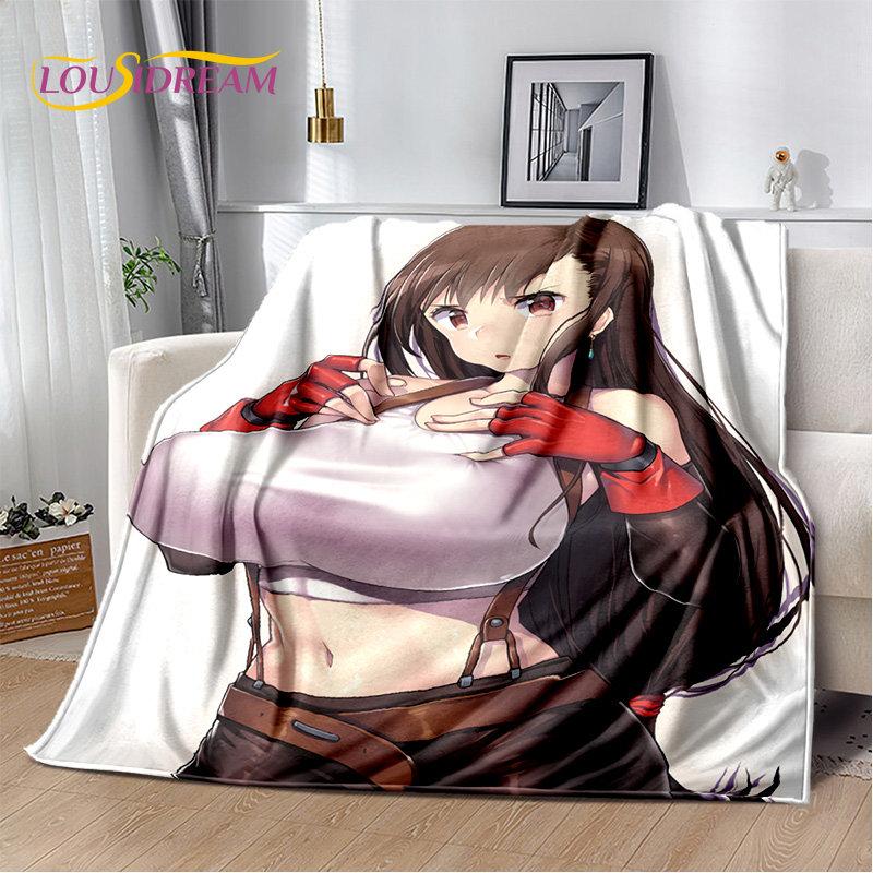 Sexy Girl Lace Tifa Aerith Anime Weiche Plüschdecke, Flanelldecke, Überwurfdecke für Wohnzimmer, Schlafzimmer, Bett, Sofa, Picknick-Abdeckung