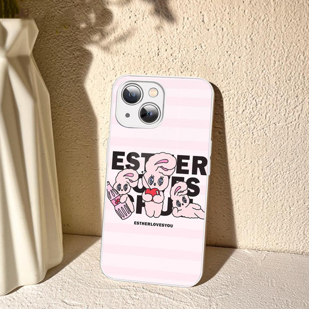 

Милый Чехол-Зайчик Esther Для IPhone 14 13 12 Mini 11 Pro XS Max X XR 14 Plus Закаленное Стекло iphone 13 mini