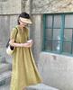 Women's French Linen Pleated Smock Dress