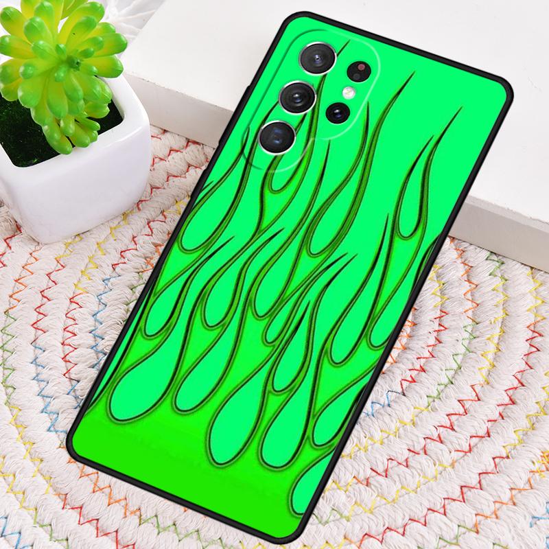 green flame Silicone Phone Case For Samsung Galaxy note 10 pro S26 S25 S24 S23 S22 S21 Plus S25Ultra Capa Cover