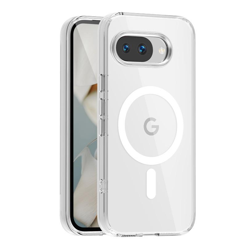 Starke magnetische Hybrid-Hülle für Magsafe für Google Pixel 9A Kabelloses Laden Transparenter farbiger Rand Stoßfeste Rückseite