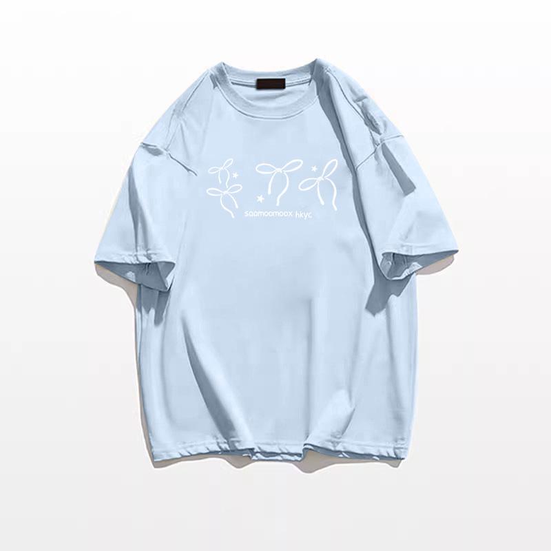 Damen High Street 100% Baumwolle Schleife Kurzarm T-Shirt - Nischendesign Sommeroberteil