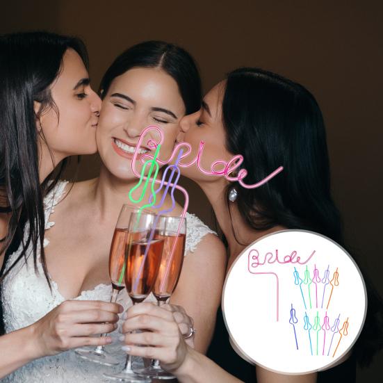 Yousheng 12Pcs Bride Gourd-Shaped Straws Food Grade Reusable Drinking Water Straws Wedding Engagement Party Decoration