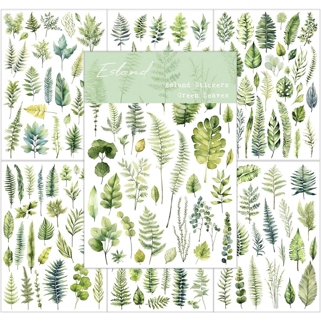 Green Leaf Planner Adhesive Aesthetic Botanical Stickers for Calendar Decorative DIY Arts and Journaling Accessories for Planners and Nature Lovers