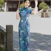 1011 New Chinese style national style spring and summer new cheongsam dress temperament satin dress cheap performance clothes