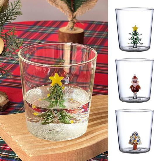3D Christmas Tree Glass Cup High Borosilicate Wine Tumbler for Juice