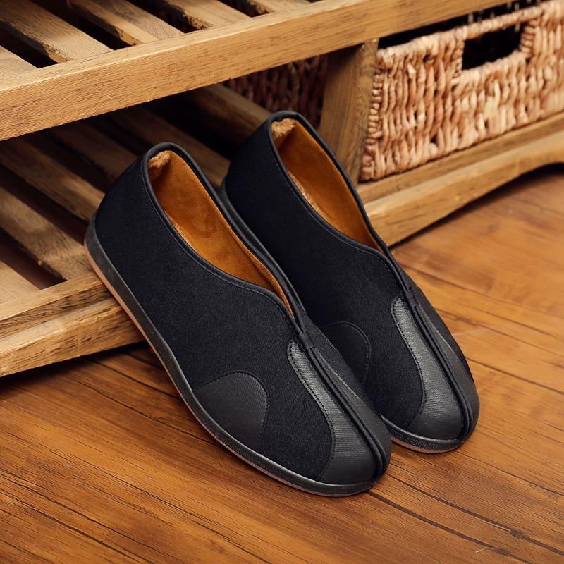 Winter Warm Old Beijing Cloth Shoes Velvet Kung Fu Men's Shoes Ethnic Style Retro Sprinkle Shoes Men's Cotton Shoes