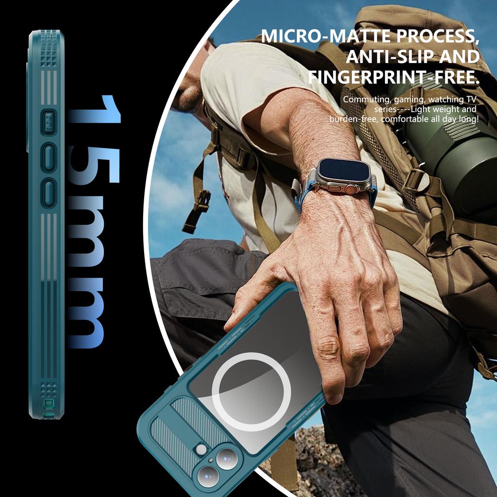 REDPEPPER Pro iPhone 17 Vodotěsné pouzdro IP68 Průhledný zadní kryt na telefon Kompatibilní s MagSafe